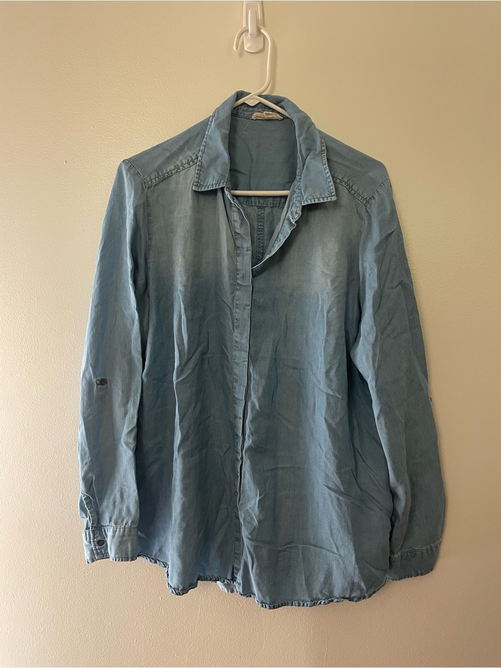Light Wash Denim Button-Up Shirt